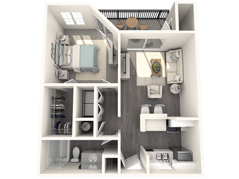Floor plan for 1 bed, 1 bath, 650 sqft